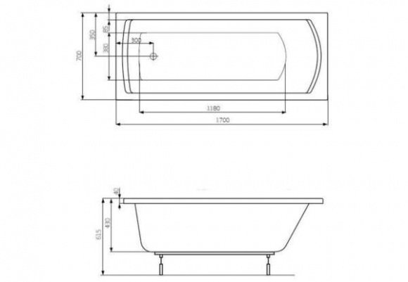 Ванна акриловая Roca Easy 170x70 прямоугольная (A24T034000)