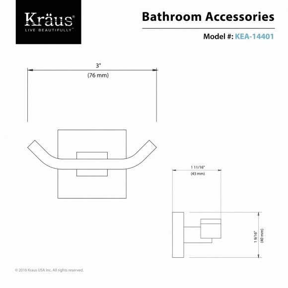 Крючок для ванной Kraus (KEA-14401CH)
