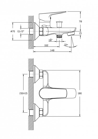Набор смесителей для ванны Imprese (kit20080)