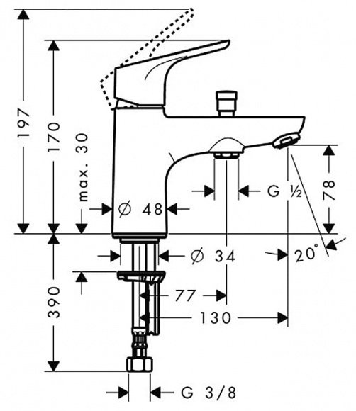 Смеситель для ванны Hansgrohe Focus E2 monotrou (31930000)