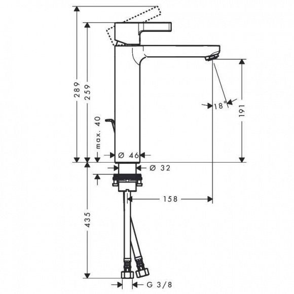 Смеситель для умывальника Hansgrohe Metris S 190 с донным клапаном (31021000)