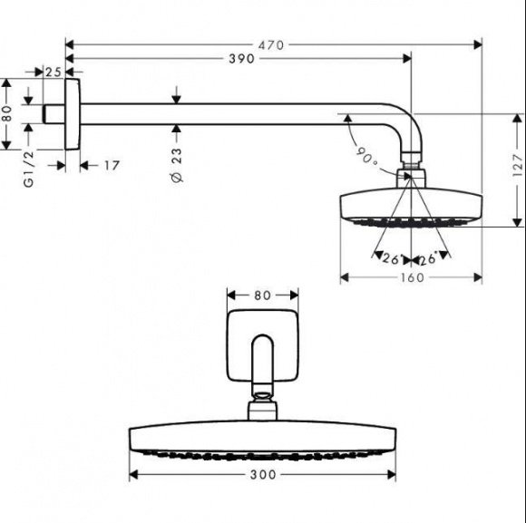 Верхний душ Hansgrohe Raindance Select E 300 белый/хром (27385400)