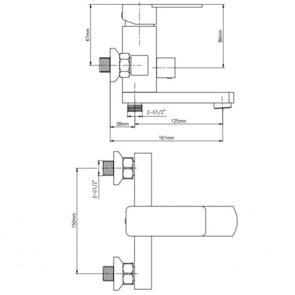 Смеситель для ванны GF Italy /S-10-005BN New  (GFCRMS10005BN)