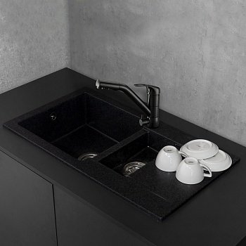 Кухонная мойка Fancy Marble Alabama светло-черная (107080004) фото