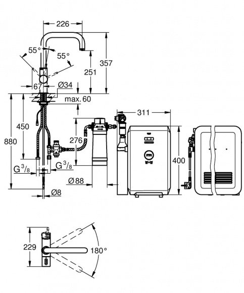 Смеситель кухонный Grohe Blue (31324001)