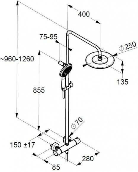 Душевая система Kludi FreshLine Dual Shower System термостатическая (670920500)