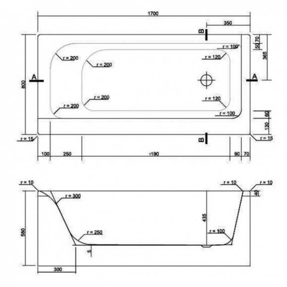 Ванна акриловая Cersanit Smart 170x80 прямоугольная правая (AZBR1000591509)