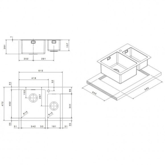 Кухонная мойка Apell Linear Plus Polish (LNP3418FBC)