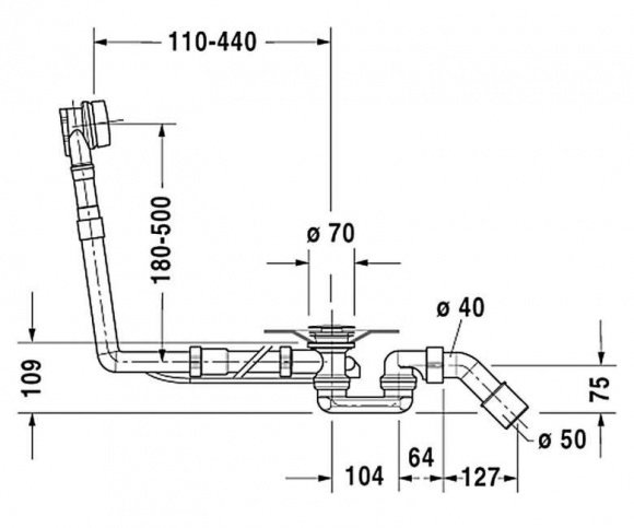 Сифон для ванны Duravit удлиненный (790293000001000)