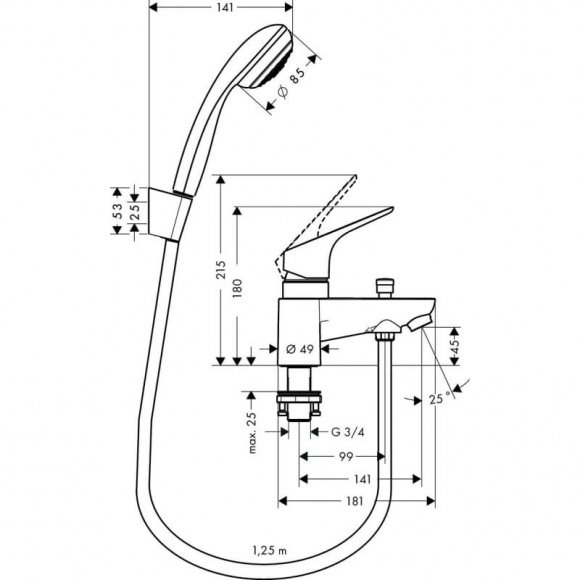 Смеситель для ванны Hansgrohe Focus (31521000)