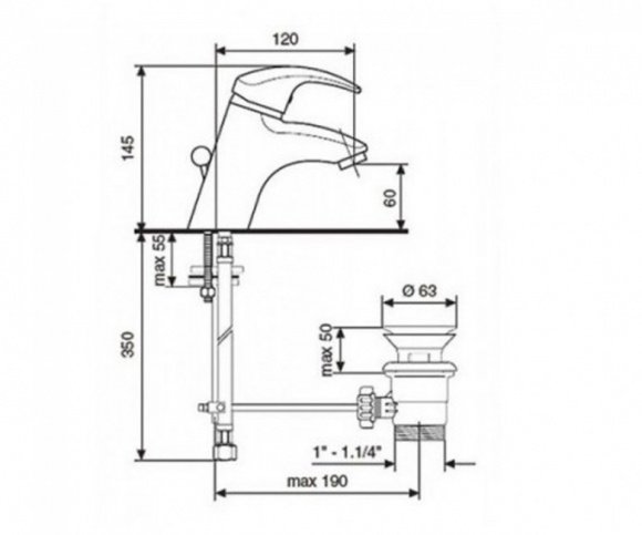 Смеситель для умывальника EMMEVI ALEXA (NS24003)