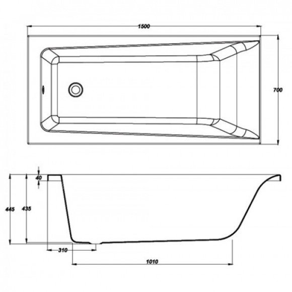 Ванна акриловая Cersanit Flavia 150x70 прямоугольная (AZBR1000523360)