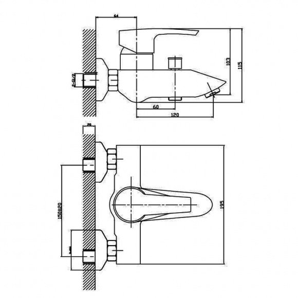 Смеситель для ванны Imprese Horak 40 мм (10170)