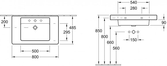 Умывальник Villeroy&Boch Omnia Architecture 80 см (61168001)