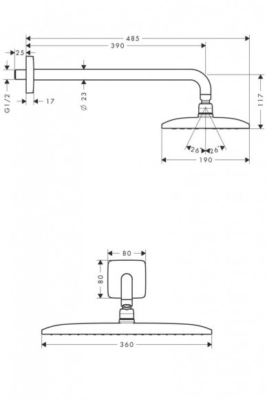 Верхний душ Hansgrohe Raindance E 360 Air 1jet (27376000)