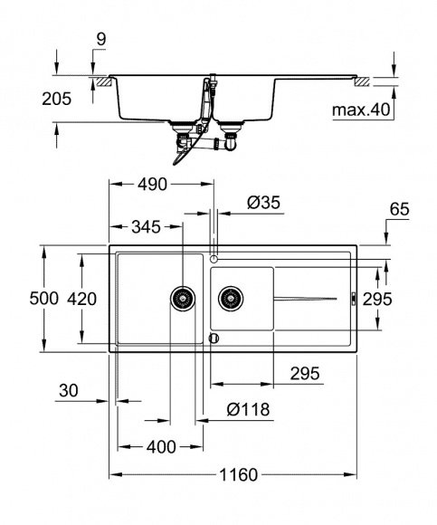 Кухонная мойка Grohe EX Sink K400 (31643AT0)