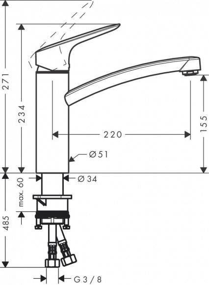 Смеситель кухонный Hansgrohe Logis однорычажный (71839000)