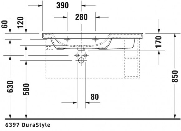 Умывальник Duravit Durastyle 100 см крыло справа (2325100000)