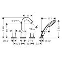Смеситель для ванны Hansgrohe Logis на борт + Скрытая часть смесителя для ванны Hansgrohe ВЧ на 4 отверстия на борт 114866