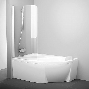 Шторка для ванны Ravak CVSK1 160/170 transparent белый левосторонняя фото