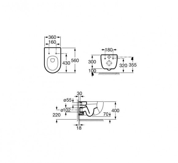 Унитаз подвесной Roca Meridian-N Duroplast Soft Close (A34H249000)