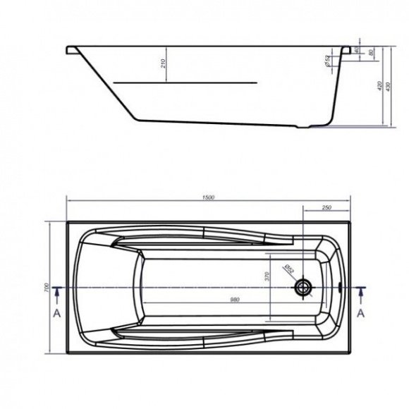 Ванна акриловая Cersanit Lana 150x70 прямоугольная (AZBR1001641943)