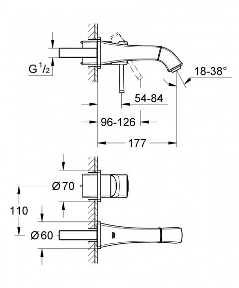 Наружная часть смесителя для умывальника Grohe Grandera на два отверстия хром (19929000)