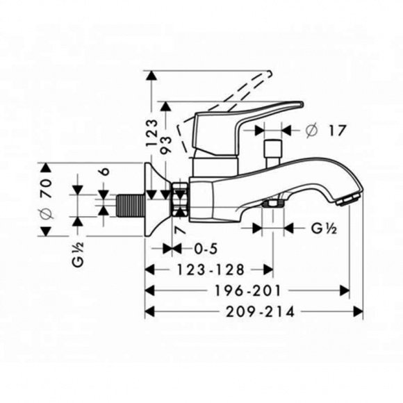 Смеситель для ванны Hansgrohe Metris Classic однорычажный (31478820)