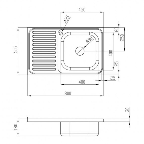 Кухонная мойка Lidz 5080-R Decor 0,8 мм (LIDZ5080RDEC06)