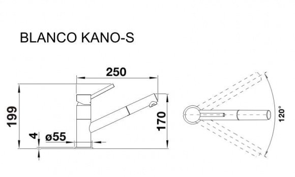 Смеситель кухонный Blanco Kano-S хром (521503)