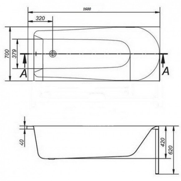 Ванна акриловая Cersanit Flavia 160x70 прямоугольная (AZBR1000533361)