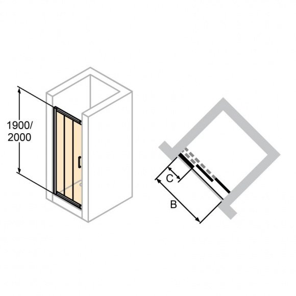Душевые двери Huppe Classics 2 80 см H1900 распашная 3 секции (C20301.069.321)