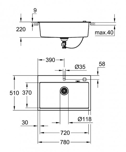 Кухонная мойка Grohe EX Sink K700 (31652AP0)