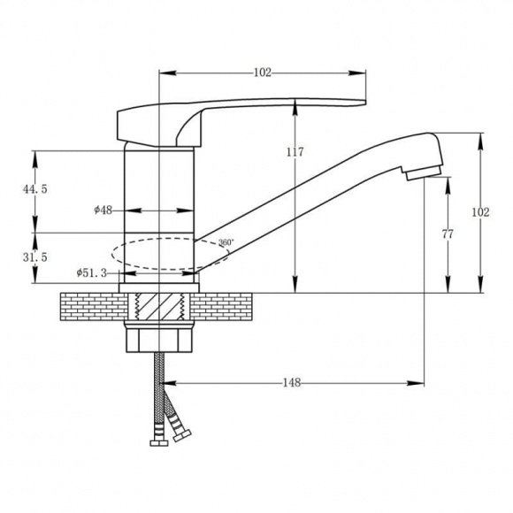 Смеситель кухонный Potato P4533-2  (POTP45332)