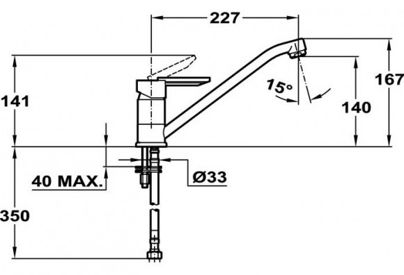 Смеситель кухонный Teka MF-2 Forum L хром (81911362)